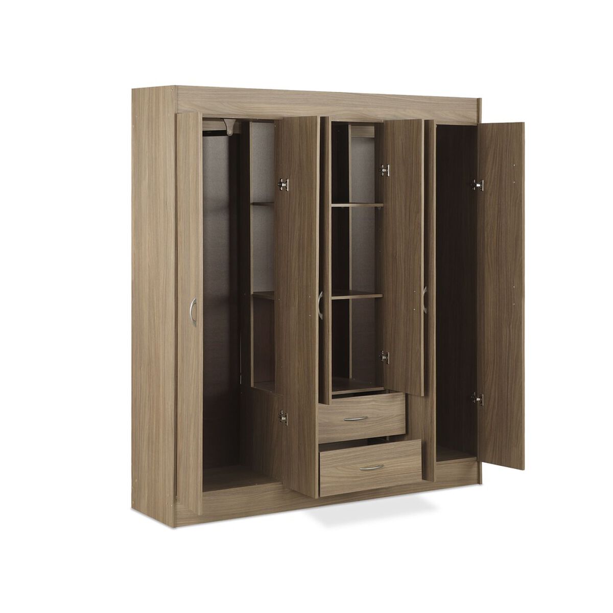 Closet Stanford 6 Puertas 2 Cajones Nogal