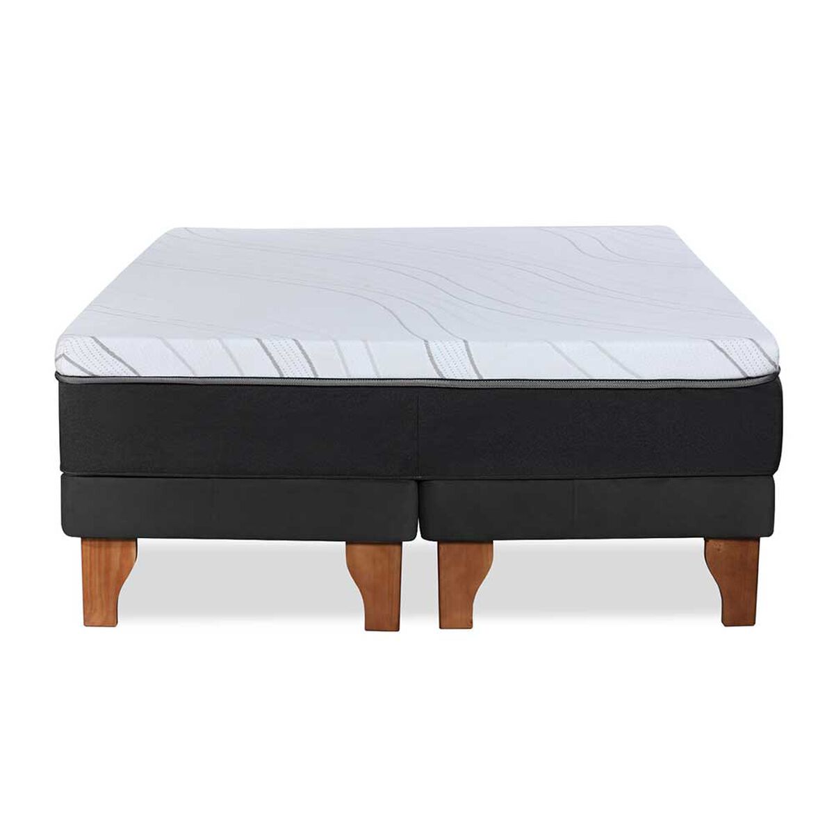 Cama Europea Latam Home Base Dividida 2 Plazas Zen Top Spring Visco Velvet Negro