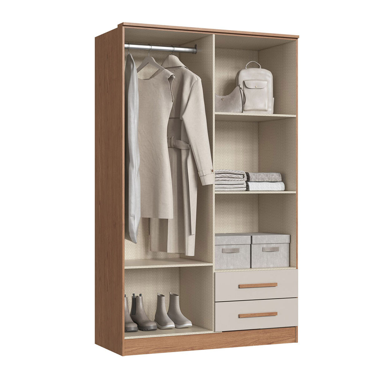 Closet Vekkahome Americano 4 Puertas 2 Cajones Beige