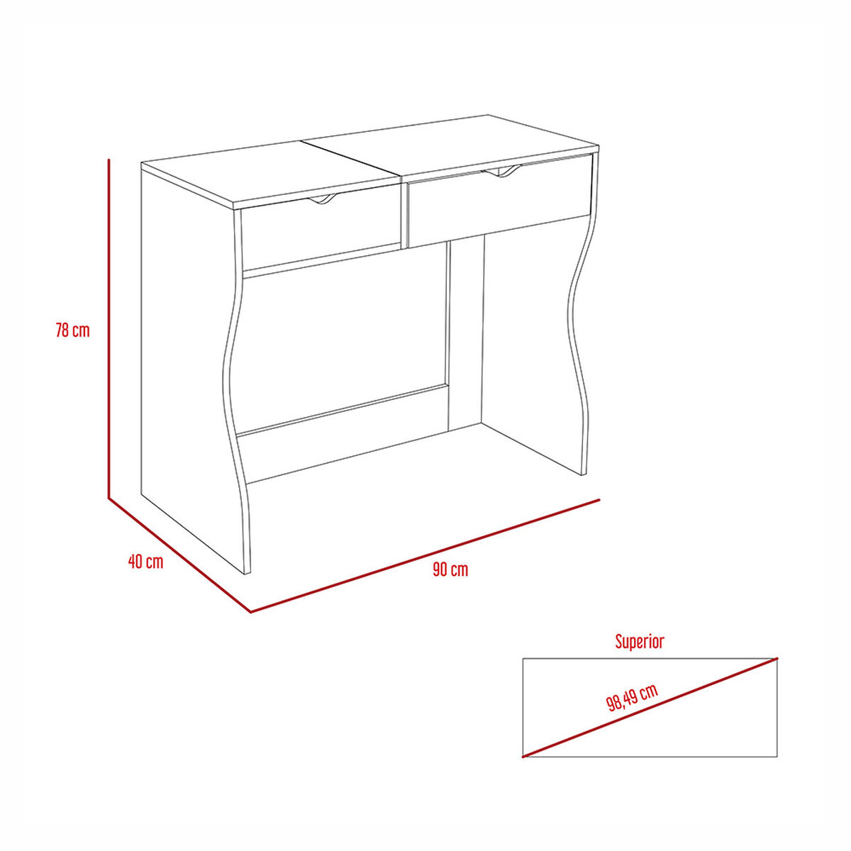 Mueble De Tocador + Espejo Perla