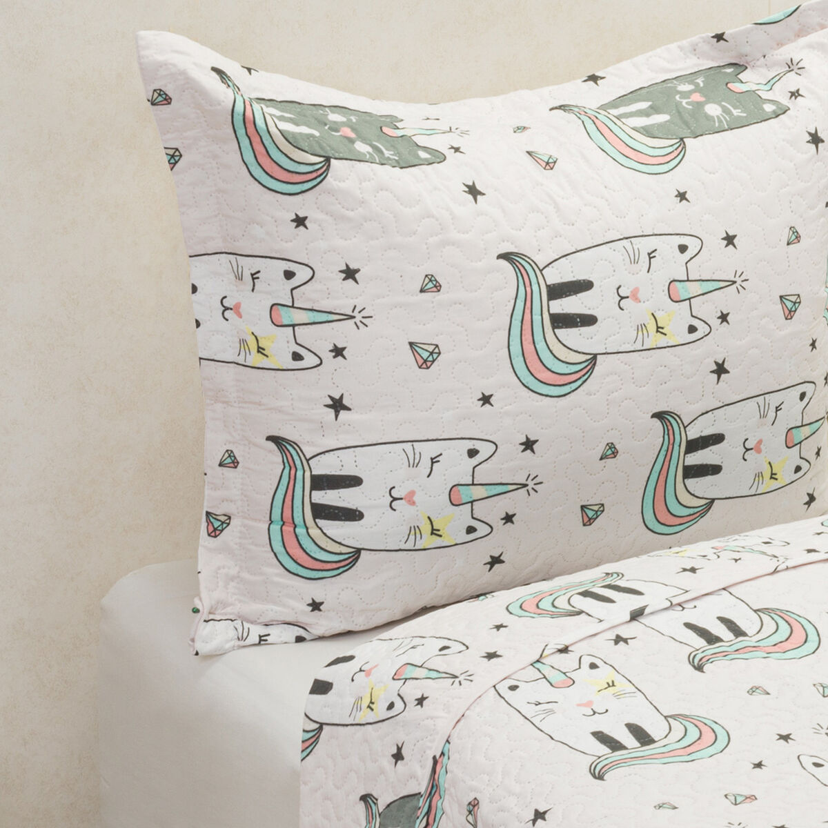 Plumón Kids Delgado Estampado Home Kids 1 Plaza Caticorn