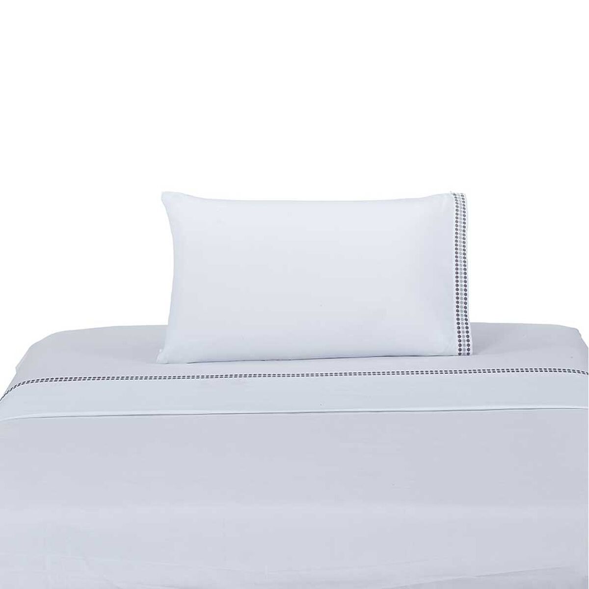 Juego de S&aacute;banas Illusions 1,5 Plazas Bordada Blanco