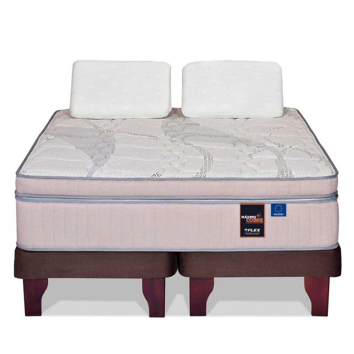 Cama Europea Flex King Maximo Cobre + 2 almohadas