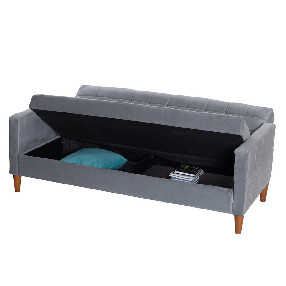 Futón Latam Home Genova Velvet 3 Cuerpos Gris