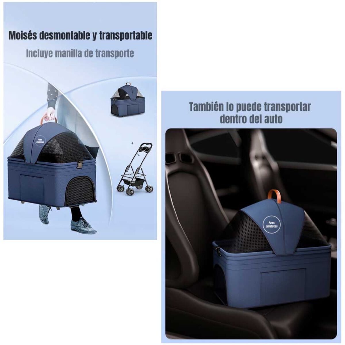 Coche para Mascota LuBabycas Paws Rosado