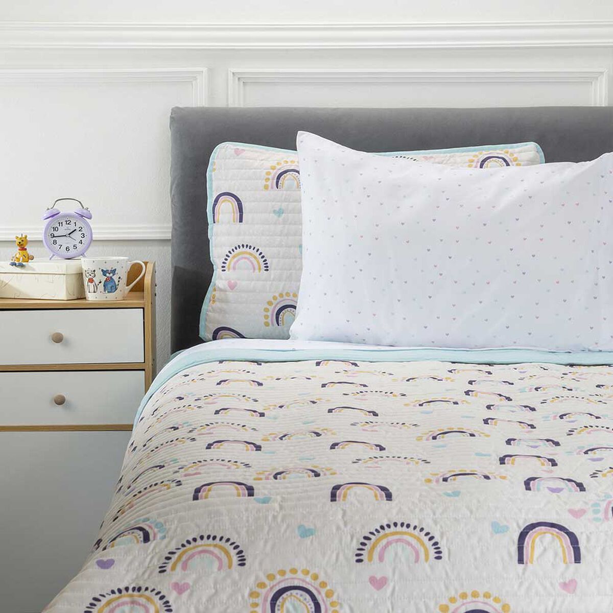 Set Quilt Infantil + Juego de Sábanas Casanova Kids 1,5 Plazas Rainbow