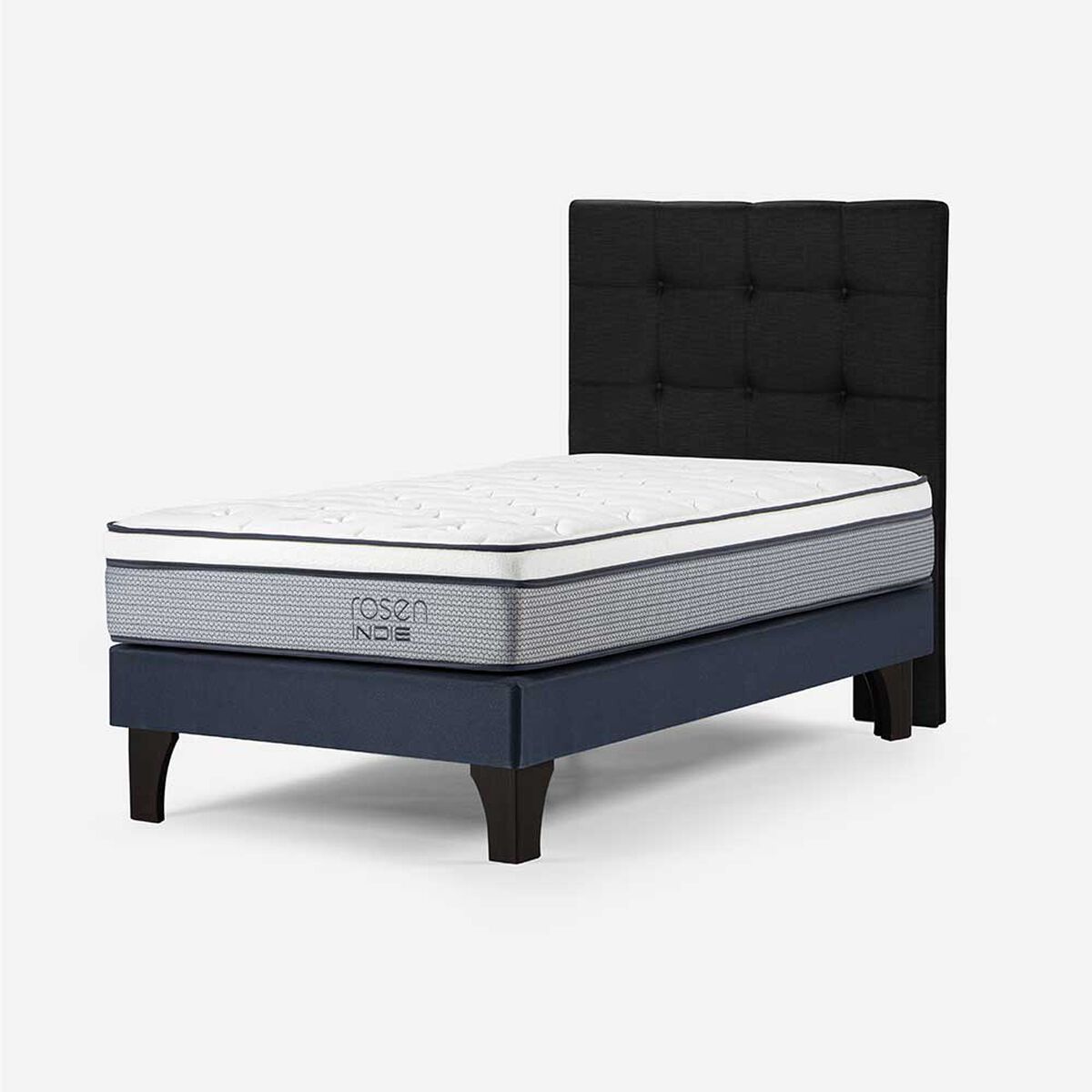 Cama Europea Rosen 1,5 Plazas New Style 4 Plus + Respaldo Issey