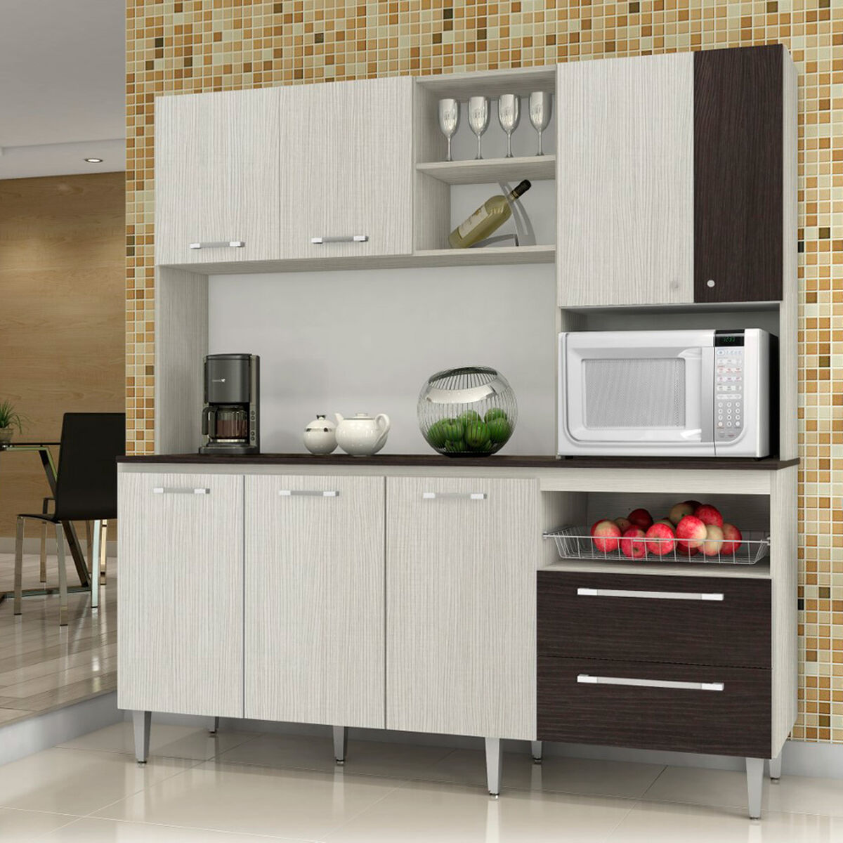 Mueble de Cocina Roch 7 Puertas 2 Cajones M-1009T + Frutero