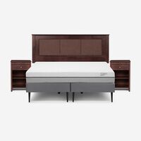 Cama Europea Rosen Base Dividida 2 Plazas Pratta + Respaldo + 2 Veladores