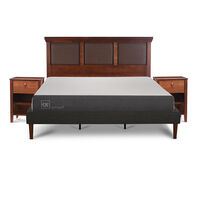 Cama Europea CIC King Smart + Respaldo New Torino Caramelo + 2 Veladores