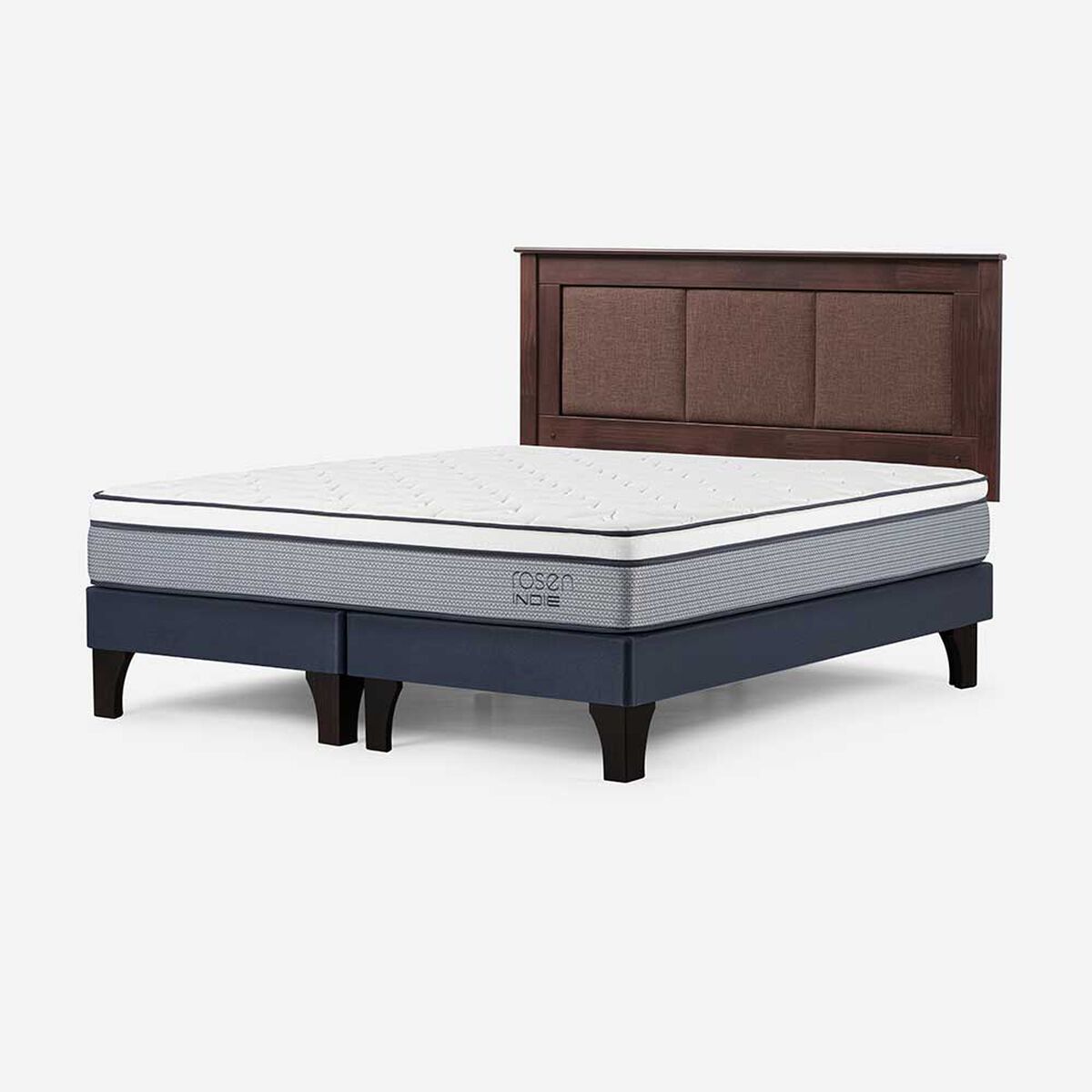 Cama Europea Rosen Base Dividida 2 Plazas Indie + Respaldo Rachel