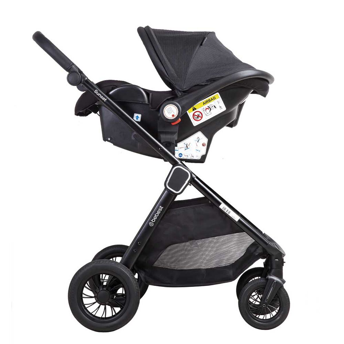 Coche Cuna Travel System Isofix Sunset Premium con Base Negro Bebesit