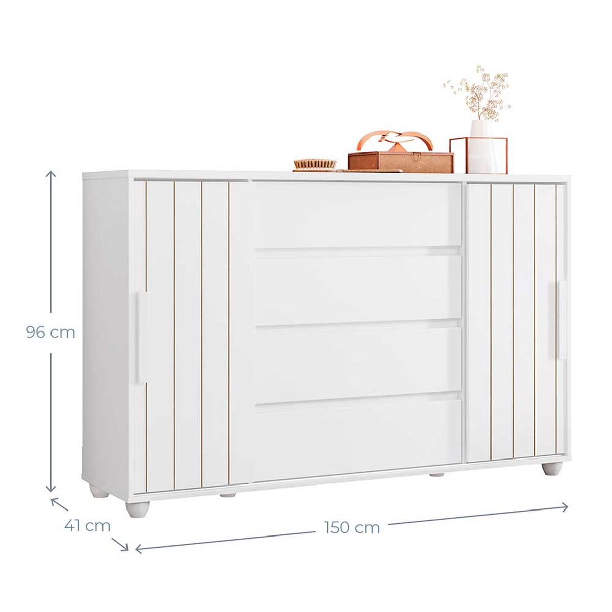 Cómoda Vekkahome Evidenza 4 Cajones Blanco