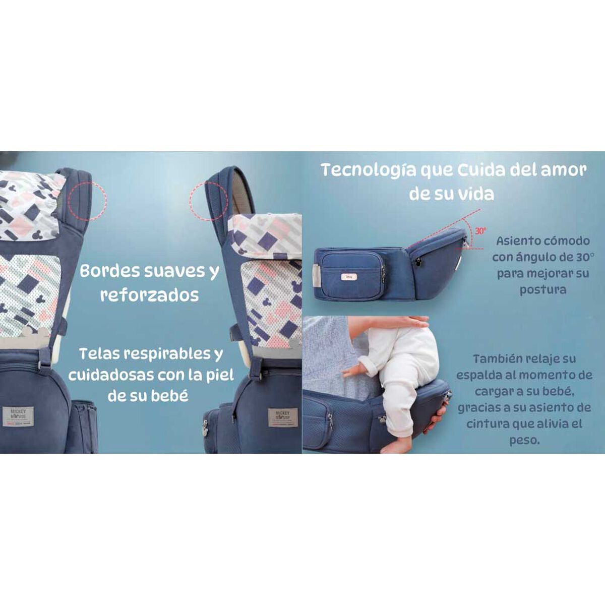 Portabebé Ergonomico 6 en 1 Azul By Lubabycas