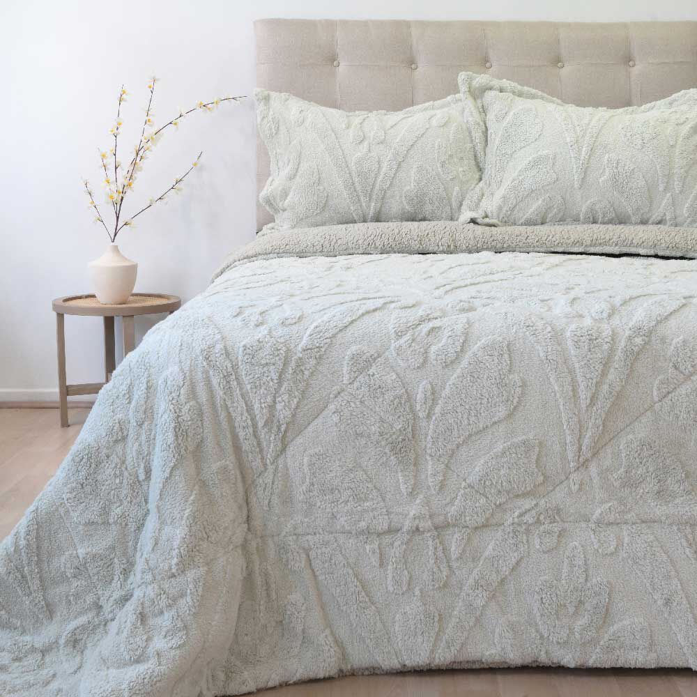 Cubrecama Doral 2 Plazas Jacquard Liso Beige