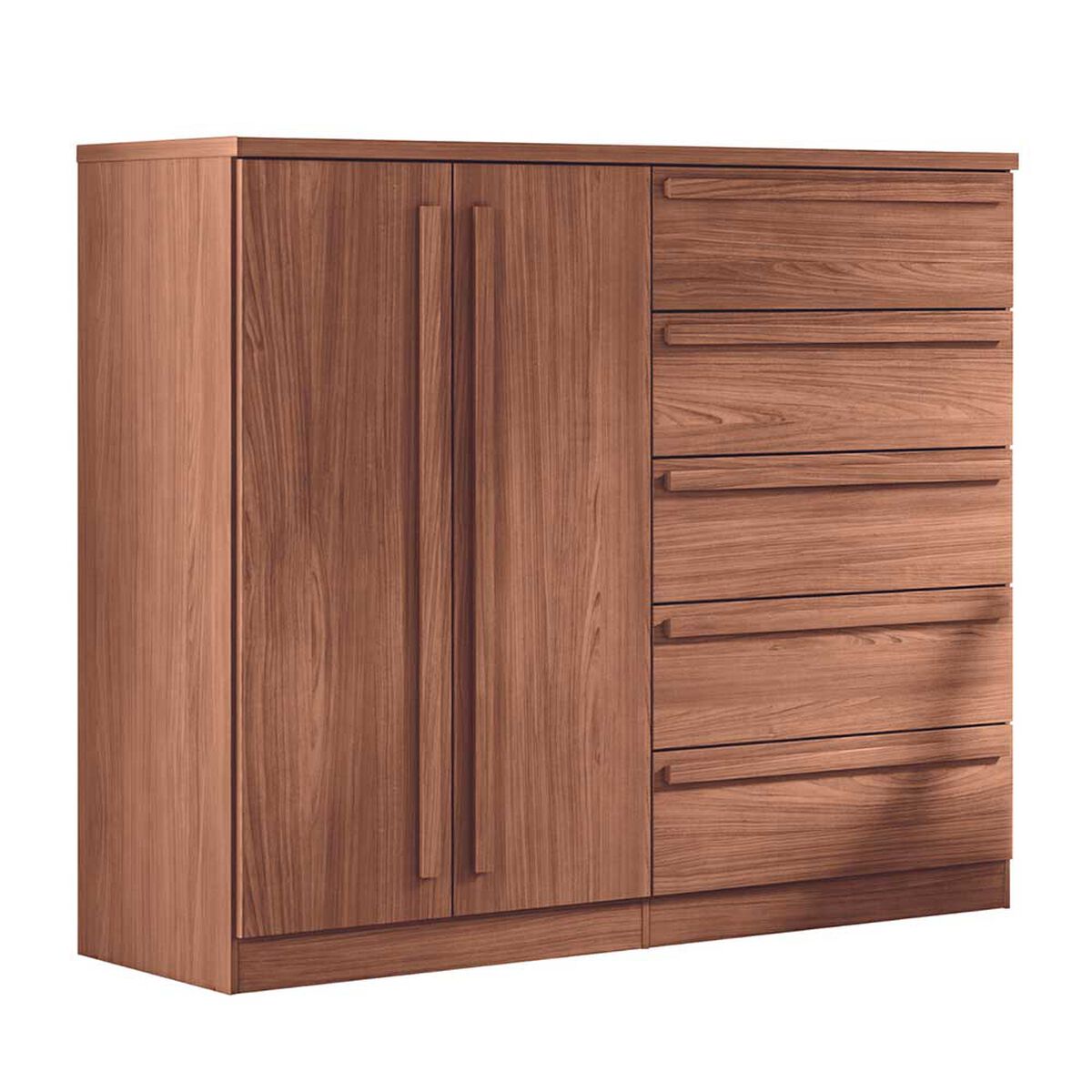 Cómoda Onessta Malaga 5 Cajones 2 Puertas Jatoba