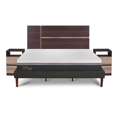 CIC Cama Europea CIC King Ortopedic Advance + Respaldo Enio + 2 Veladores