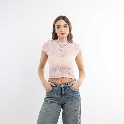 Polera Crop Manga Corta Mujer Icono
