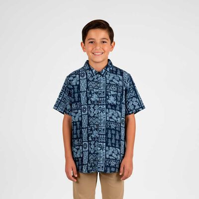 Imagen 1 del producto Camisa Estampada Manga Corta Niño Cutback Navy, Negro, Verde