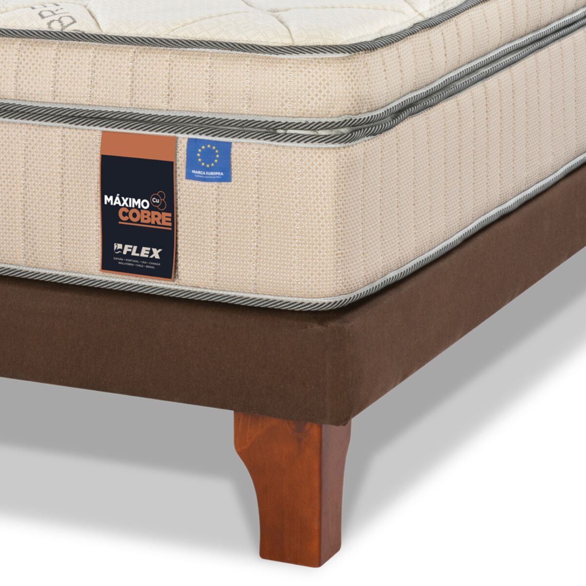 Cama Europea Flex 1,5 Plazas Máximo Cobre