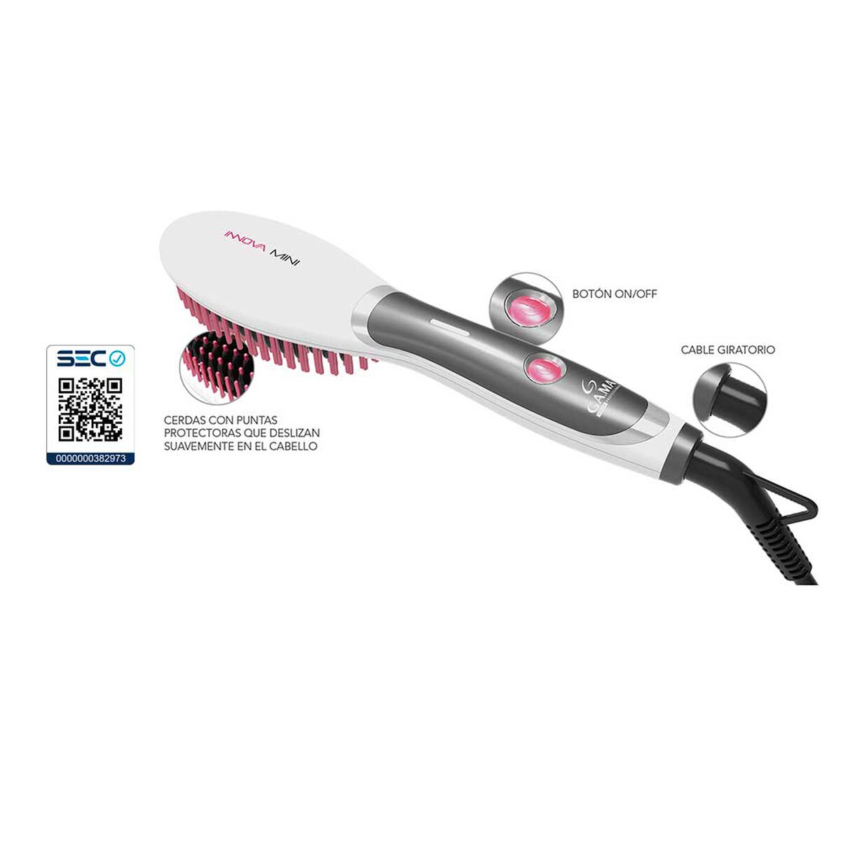 Cepillo Alisador Gama Innova Hot Brush Mini Blanco