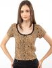 Polera Con Encaje Manga Corta Mujer Icono