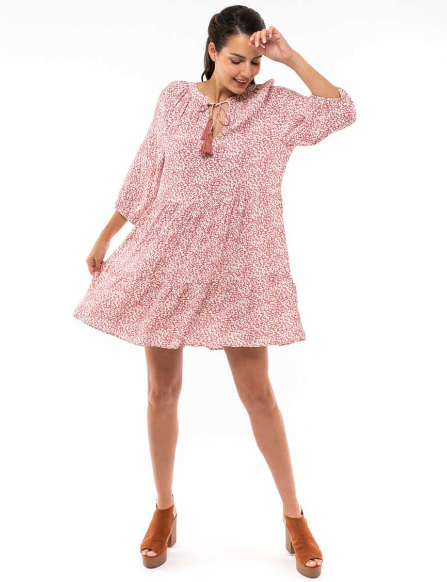 Vestido Corto Estampado Manga 3/4 Mujer Alma