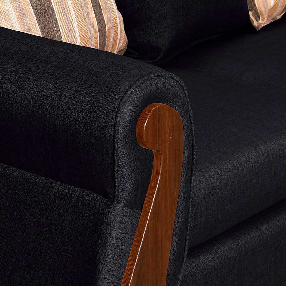 Juego de Living Ruzam Mobel Bego&ntilde;a Sof&aacute; 3 Cuerpos + Dos Sillones 1 Cuerpo Lino Negro