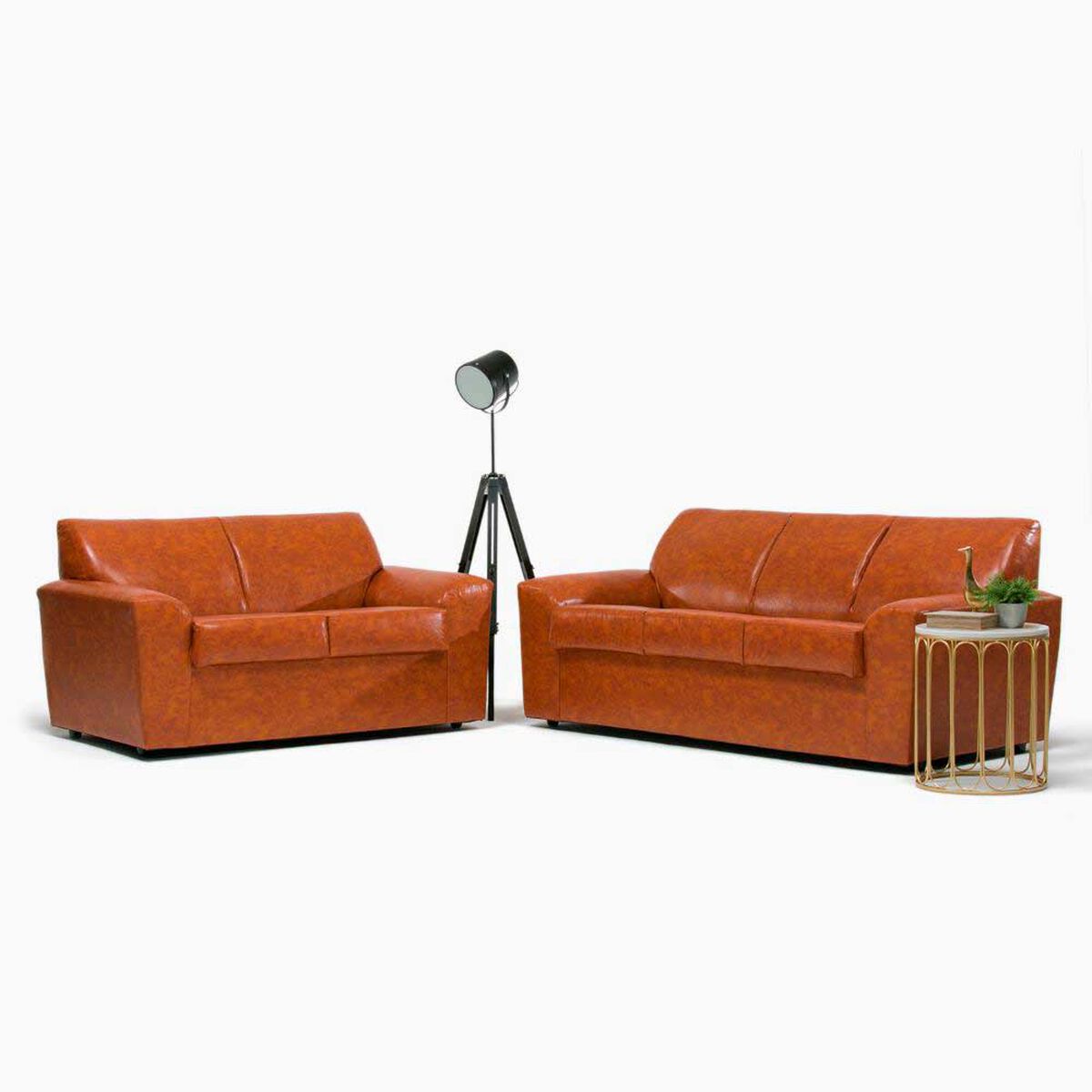 Juego de Living Cabsur Milan Sof&aacute; 3 Cuerpos + Sof&aacute; 2 Cuerpos PU Rojo