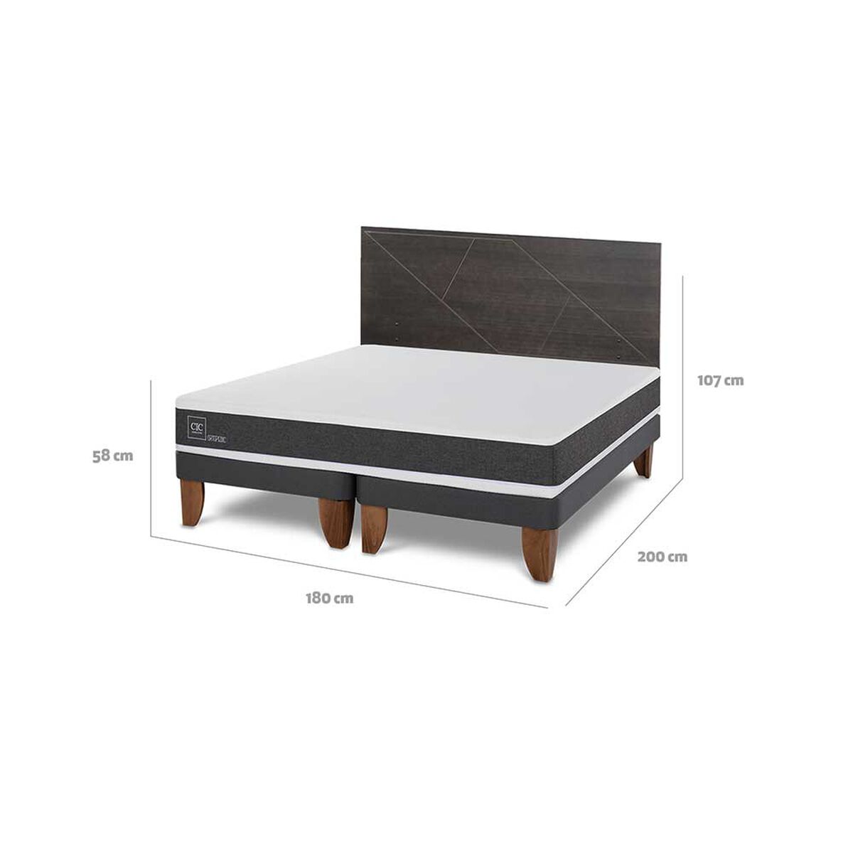 Cama Europea CIC Base Normal King Ortopedic + Respaldo Villarrica