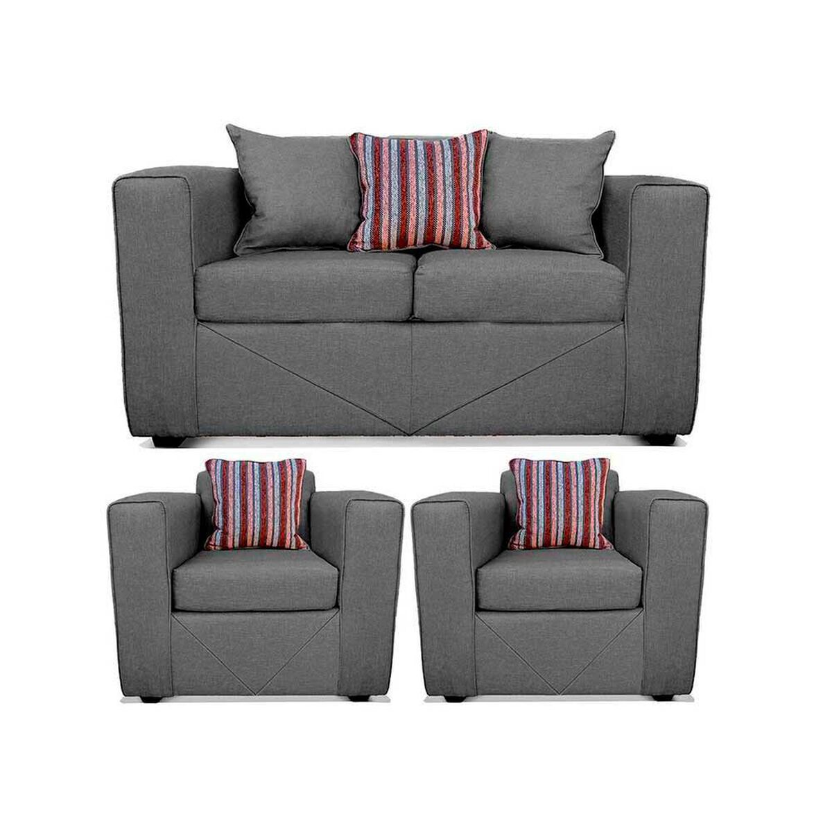 Juego de Living Elegant Detail Santa Fe Sof&aacute; 2 Cuerpos + Dos sillones 1 Cuerpo Gris