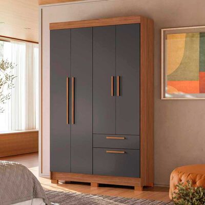 Clóset Onessta Londrina 4 Puertas 2 Cajones Grafito