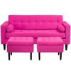 Juego de Living Bodevir Retro  Sofá 3 Cuerpos + Dos Pouf 1 Cuerpo Fucsia