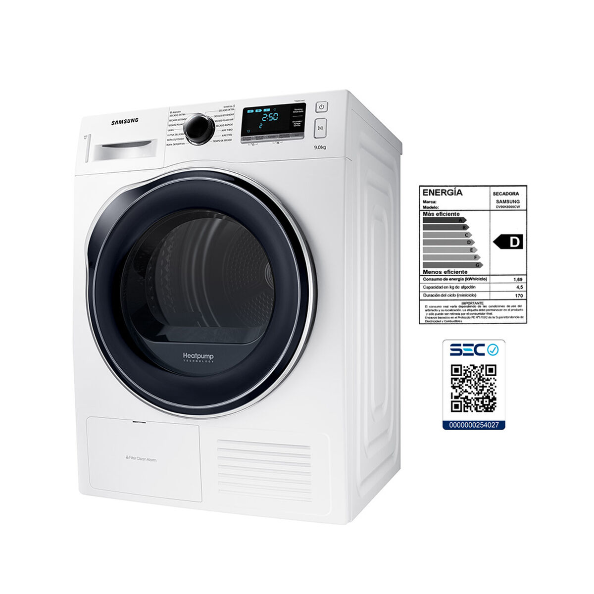 Secadora de Ropa Samsung DV90K6000CW/ZS 9 kg