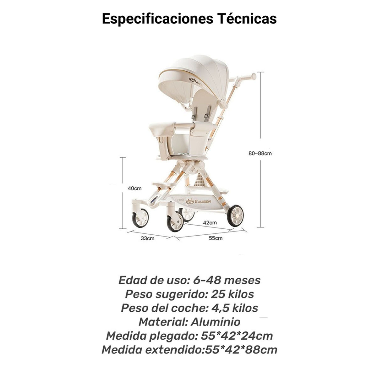 Coche de Paseo Últra Compacto Lubabycas Blanco
