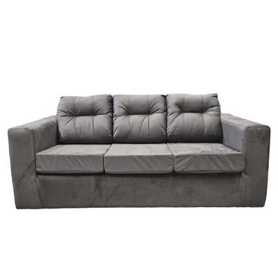 Imagen 2 del producto Juego de Living Kea Nize Sofá 3 Cuerpos + Dos Pouf Felpa Gris