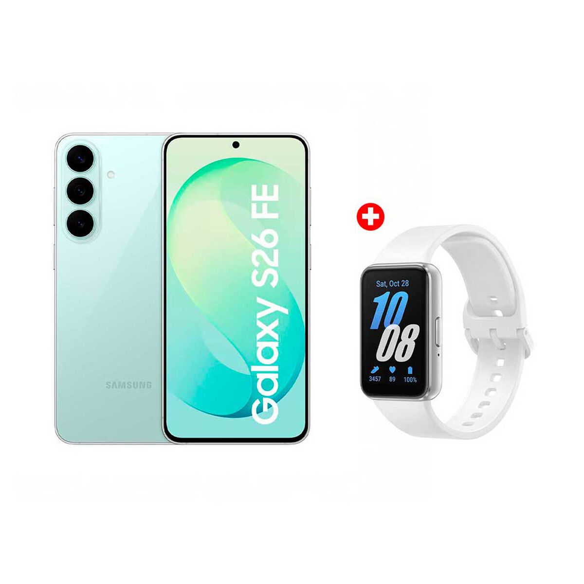 Combo Celular Samsung Galaxy S26 FE 5G 256 GB 6,7'' Pistacho + Smartwatch Samsung Galaxy Fit 3 Silver
