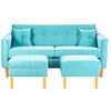 Juego de Living Bodevir New Retro Felpa 04 Sofá 3 Cuerpos + Dos Pouf 1 Cuerpo Turquesa 