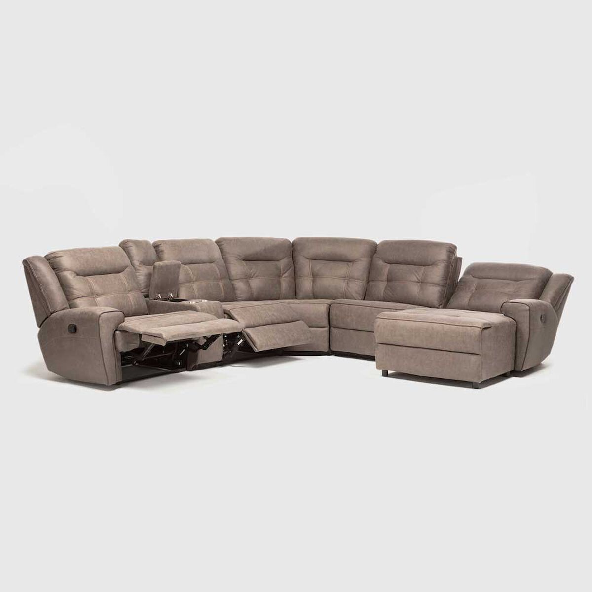 Seccional Derecho Reclinable Daniels Moderno 5 Cuerpos Caf&eacute; Grand
