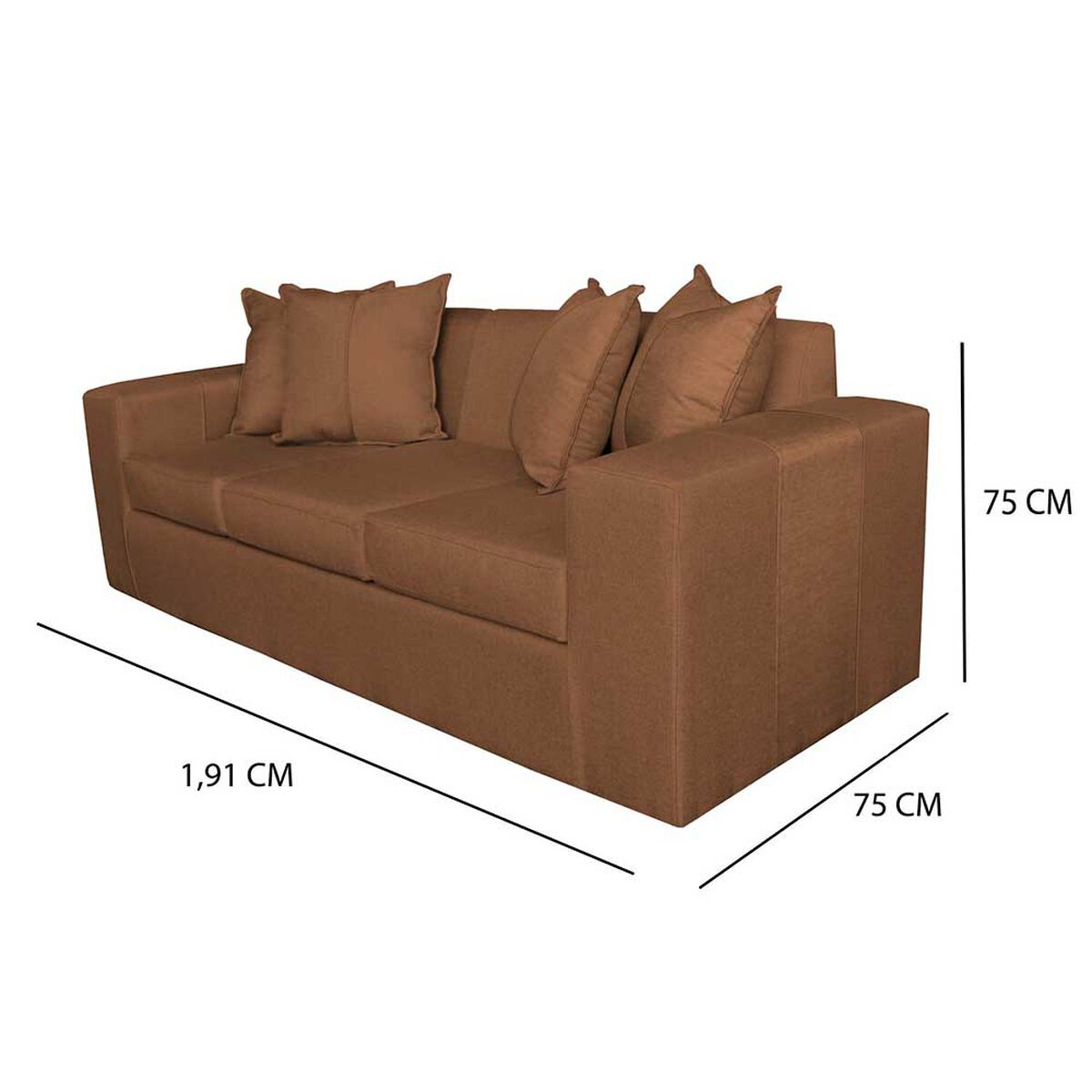 Sof&aacute; Muebles MYM Maxi 3 Cuerpos + Dos Pouf 1 Cuerpo Chocolate
