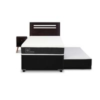 Cama Nido CIC 1,5 Plazas Superior 1 Plaza Inferior New Ortopedic Black + Respaldo + Velador New Munich
