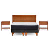 Cama Europea Latam Home 2 Plazas New Top Tela Velvet Negro + Maderas Orion
