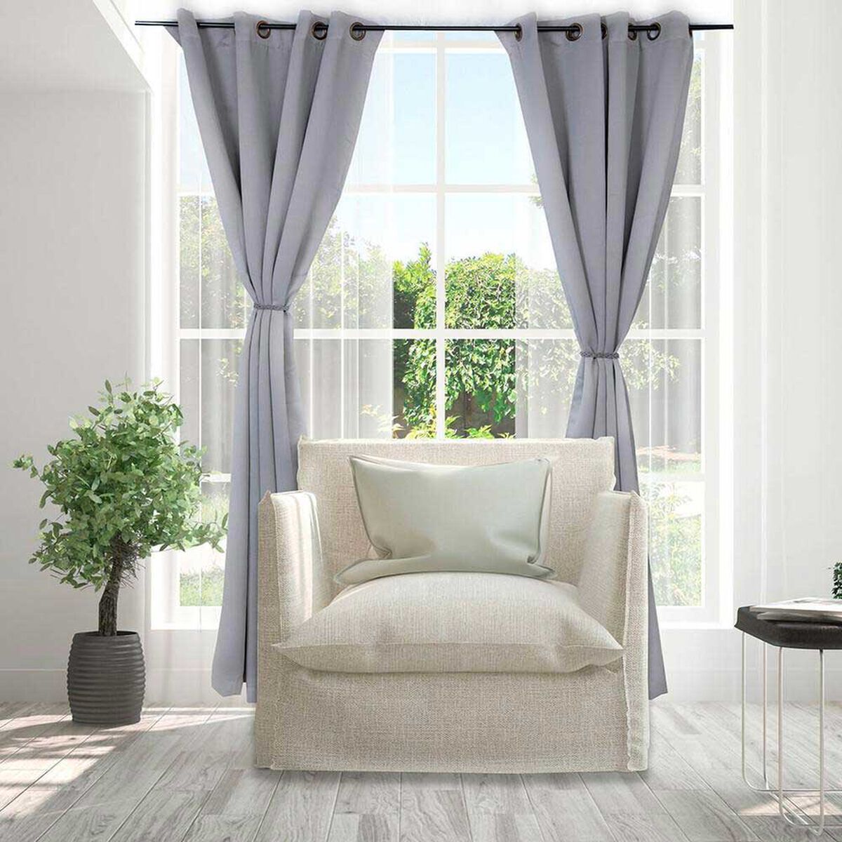 Set Cortinas Doral Black Out Victoria  220 x 140 cm Gris