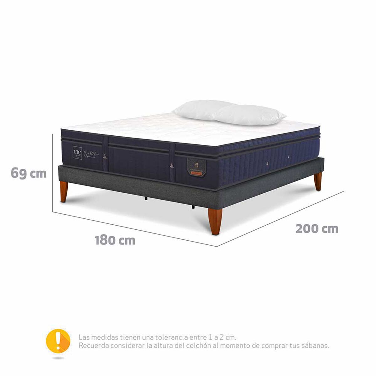 Cama Europea CIC King S&uacute;per Premium + Almohadas