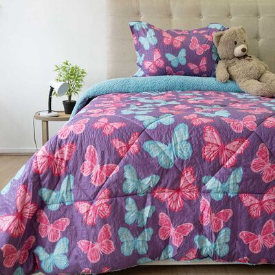 Plum&oacute;n Infantil Doral 1.5 Plazas Senses Estampado Mariposas