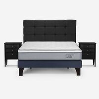 Cama Europea Rosen 2 Plazas Pratta + Respaldo + 2 Veladores Issey