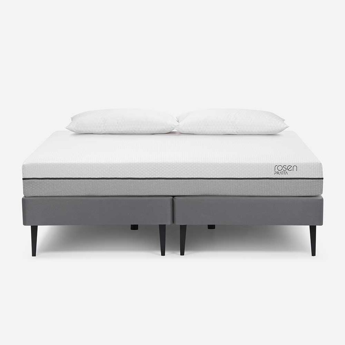Cama Europea Rosen Base Dividida 2 Plazas Pratta + 2 Almohadas Light Americanas