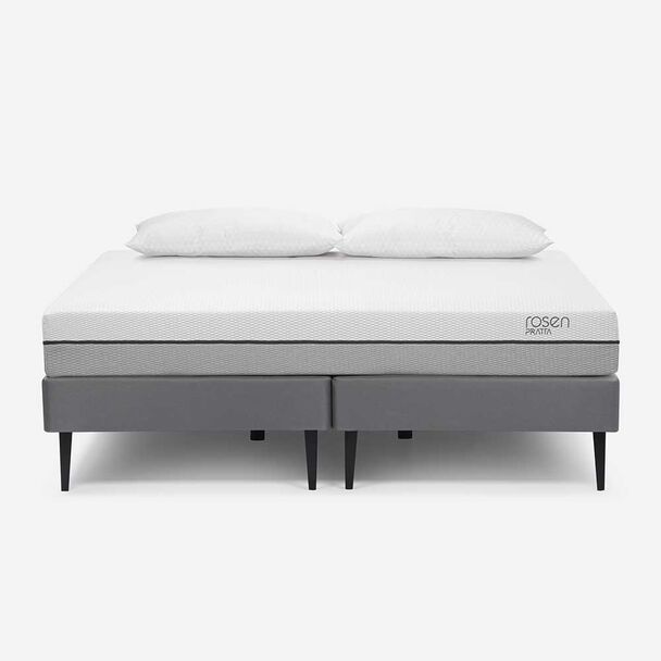 Cama Europea Rosen Base Dividida 2 Plazas Pratta + 2 Almohadas Light Americanas