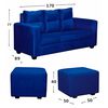 Juego de Living Diseño A&M Home Loreto Sofá 3 Cuerpos + 2 Pouf 1 Cuerpo  Azul