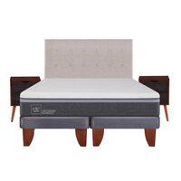 Cama Europea CIC Base Dividida 2 Plazas Ortopedic Advance + Respaldo + 2 Veladores Tigris